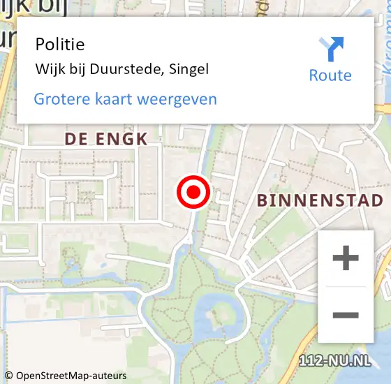 Locatie op kaart van de 112 melding: Politie Wijk bij Duurstede, Singel op 18 augustus 2014 20:12