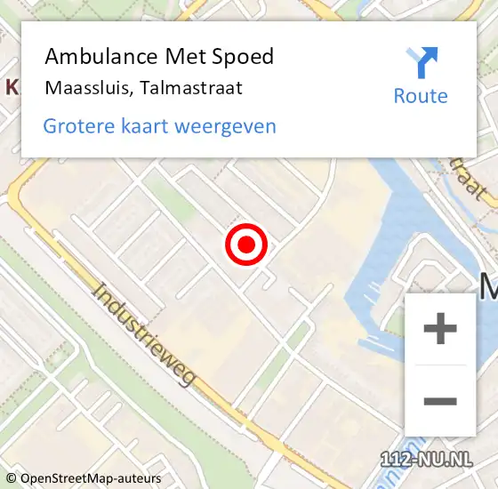 Locatie op kaart van de 112 melding: Ambulance Met Spoed Naar Maassluis, Talmastraat op 14 maart 2023 08:51