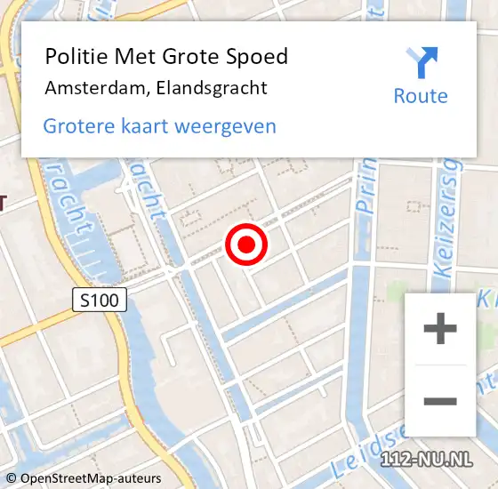 Locatie op kaart van de 112 melding: Politie Met Grote Spoed Naar Amsterdam, Elandsgracht op 14 maart 2023 09:05