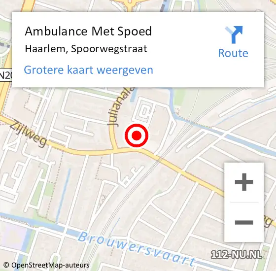 Locatie op kaart van de 112 melding: Ambulance Met Spoed Naar Haarlem, Spoorwegstraat op 14 maart 2023 09:08