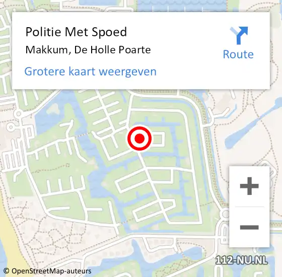 Locatie op kaart van de 112 melding: Politie Met Spoed Naar Makkum, De Holle Poarte op 14 maart 2023 09:48
