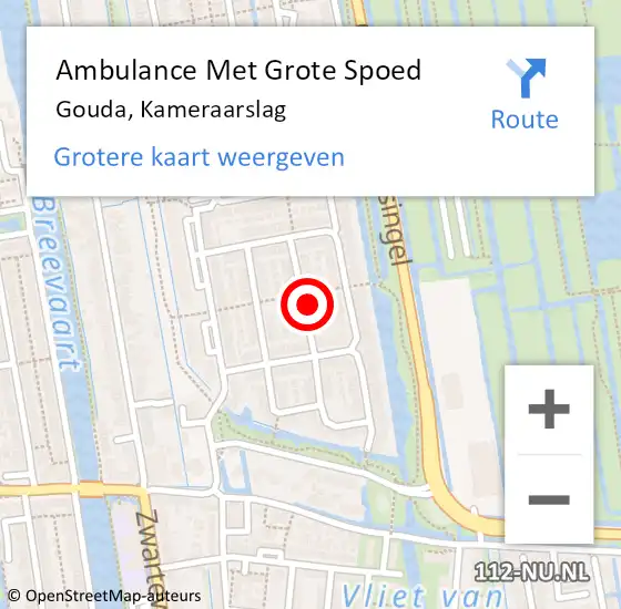 Locatie op kaart van de 112 melding: Ambulance Met Grote Spoed Naar Gouda, Kameraarslag op 14 maart 2023 10:59