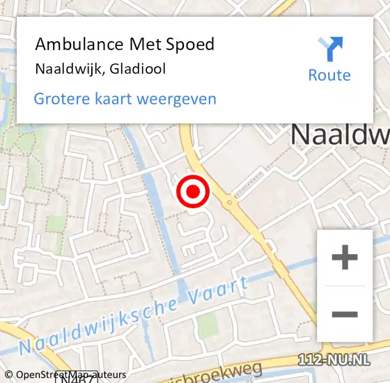 Locatie op kaart van de 112 melding: Ambulance Met Spoed Naar Naaldwijk, Gladiool op 14 maart 2023 11:05