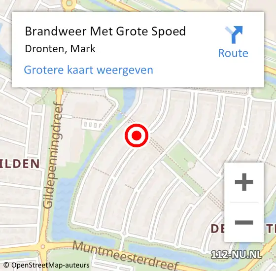 Locatie op kaart van de 112 melding: Brandweer Met Grote Spoed Naar Dronten, Mark op 14 maart 2023 11:17