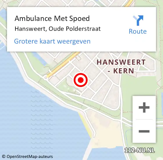 Locatie op kaart van de 112 melding: Ambulance Met Spoed Naar Hansweert, Oude Polderstraat op 18 augustus 2014 20:36