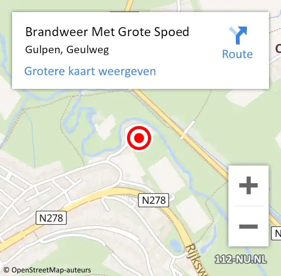 Locatie op kaart van de 112 melding: Brandweer Met Grote Spoed Naar Gulpen, Geulweg op 14 maart 2023 11:48