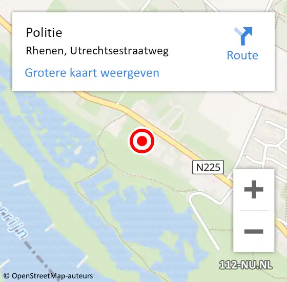 Locatie op kaart van de 112 melding: Politie Rhenen, Utrechtsestraatweg op 14 maart 2023 11:54