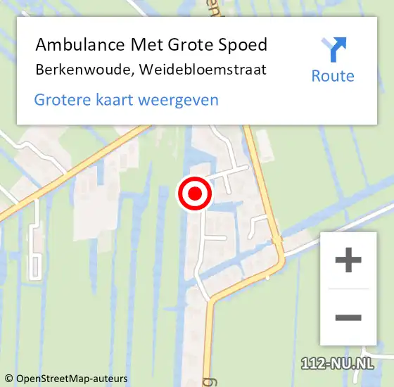 Locatie op kaart van de 112 melding: Ambulance Met Grote Spoed Naar Berkenwoude, Weidebloemstraat op 14 maart 2023 11:55