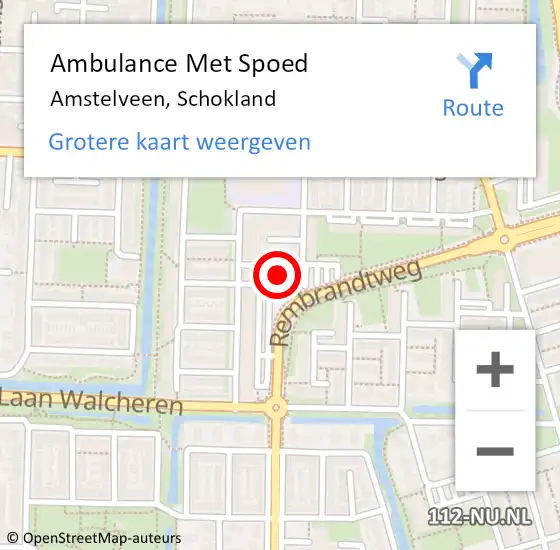 Locatie op kaart van de 112 melding: Ambulance Met Spoed Naar Amstelveen, Schokland op 14 maart 2023 12:07