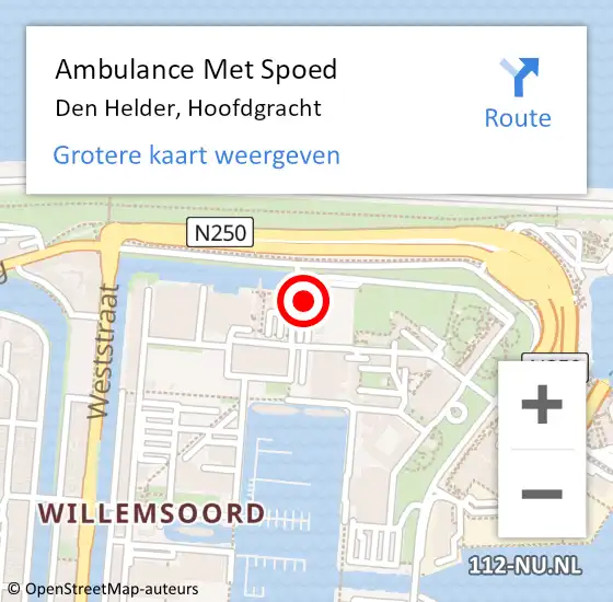 Locatie op kaart van de 112 melding: Ambulance Met Spoed Naar Den Helder, Hoofdgracht op 14 maart 2023 12:09