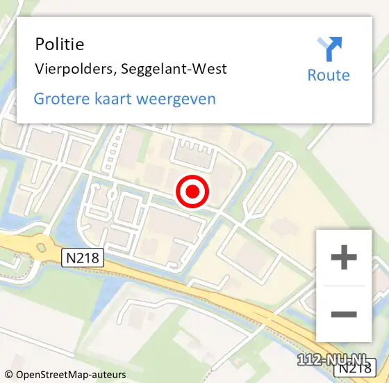 Locatie op kaart van de 112 melding: Politie Vierpolders, Seggelant-West op 14 maart 2023 12:11