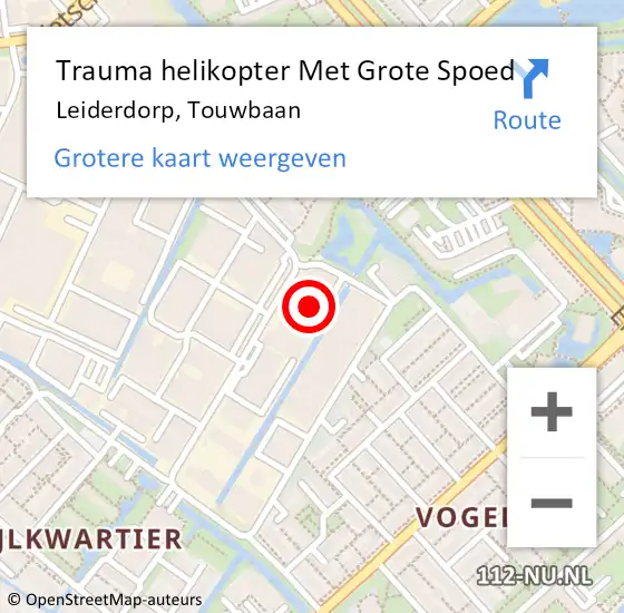 Locatie op kaart van de 112 melding: Trauma helikopter Met Grote Spoed Naar Leiderdorp, Touwbaan op 14 maart 2023 12:15