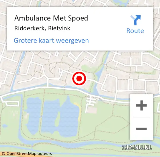 Locatie op kaart van de 112 melding: Ambulance Met Spoed Naar Ridderkerk, Rietvink op 14 maart 2023 12:30