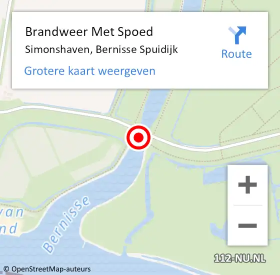 Locatie op kaart van de 112 melding: Brandweer Met Spoed Naar Simonshaven, Bernisse Spuidijk op 14 maart 2023 12:31