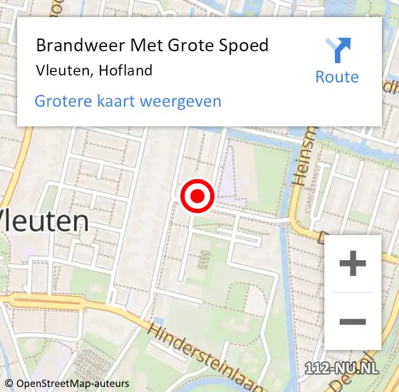 Locatie op kaart van de 112 melding: Brandweer Met Grote Spoed Naar Vleuten, Hofland op 14 maart 2023 13:06