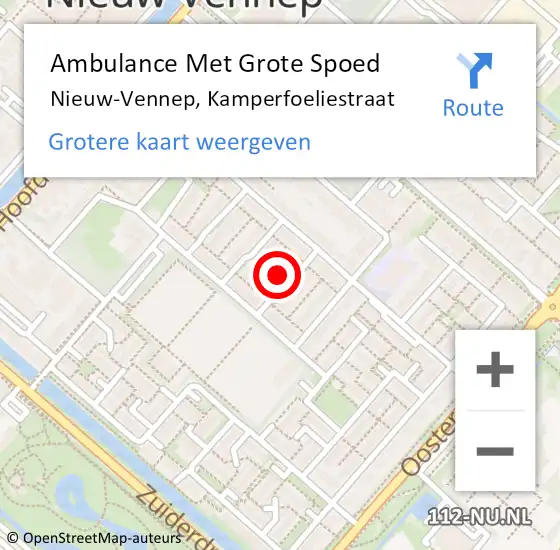 Locatie op kaart van de 112 melding: Ambulance Met Grote Spoed Naar Nieuw-Vennep, Kamperfoeliestraat op 14 maart 2023 13:29