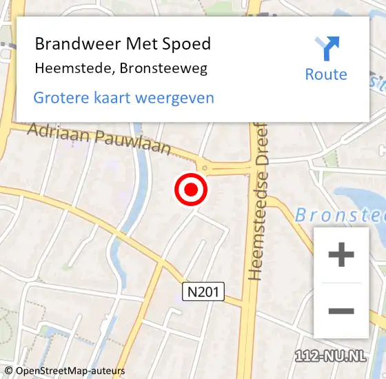 Locatie op kaart van de 112 melding: Brandweer Met Spoed Naar Heemstede, Bronsteeweg op 14 maart 2023 13:31