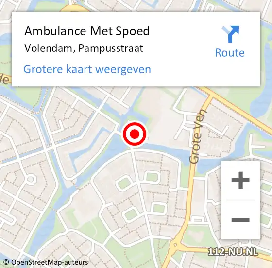 Locatie op kaart van de 112 melding: Ambulance Met Spoed Naar Volendam, Pampusstraat op 14 maart 2023 13:38