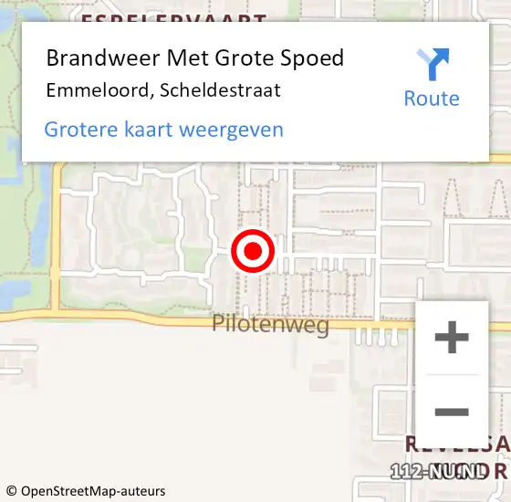 Locatie op kaart van de 112 melding: Brandweer Met Grote Spoed Naar Emmeloord, Scheldestraat op 14 maart 2023 13:38