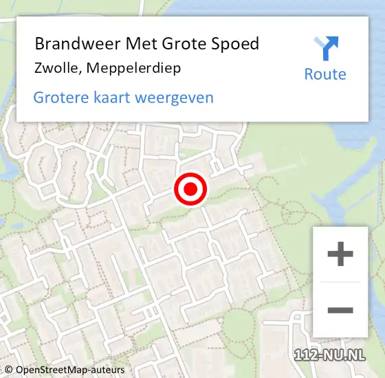 Locatie op kaart van de 112 melding: Brandweer Met Grote Spoed Naar Zwolle, Meppelerdiep op 14 maart 2023 13:43