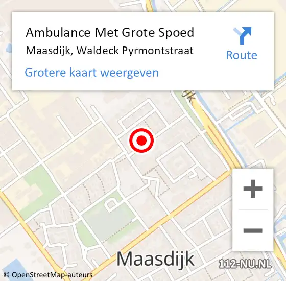 Locatie op kaart van de 112 melding: Ambulance Met Grote Spoed Naar Maasdijk, Waldeck Pyrmontstraat op 14 maart 2023 14:00