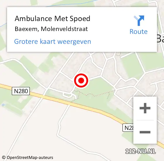 Locatie op kaart van de 112 melding: Ambulance Met Spoed Naar Baexem, Molenveldstraat op 14 maart 2023 14:11