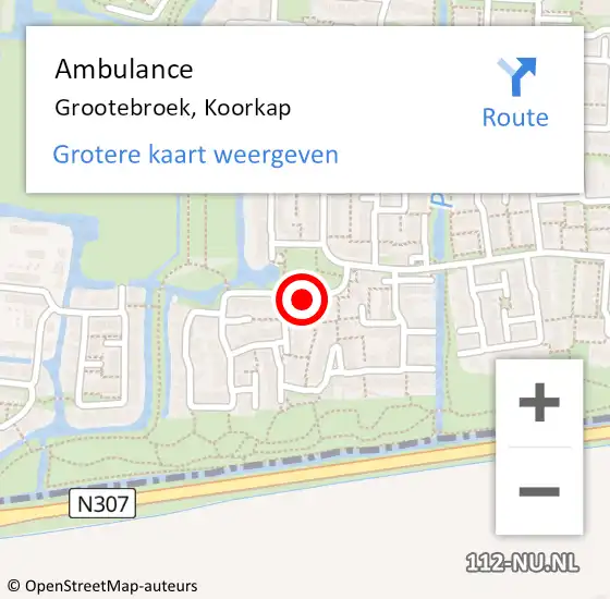 Locatie op kaart van de 112 melding: Ambulance Grootebroek, Koorkap op 14 maart 2023 14:19