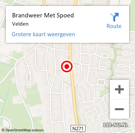 Locatie op kaart van de 112 melding: Brandweer Met Spoed Naar Velden op 14 maart 2023 14:24