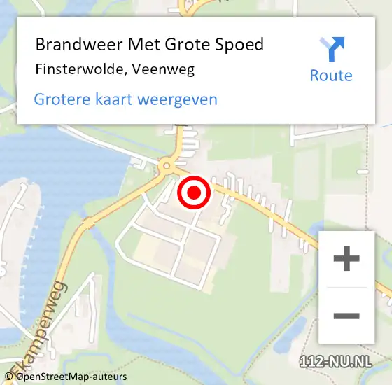 Locatie op kaart van de 112 melding: Brandweer Met Grote Spoed Naar Finsterwolde, Veenweg op 18 augustus 2014 21:07