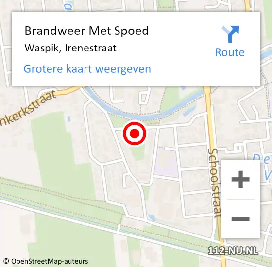Locatie op kaart van de 112 melding: Brandweer Met Spoed Naar Waspik, Irenestraat op 14 maart 2023 15:01