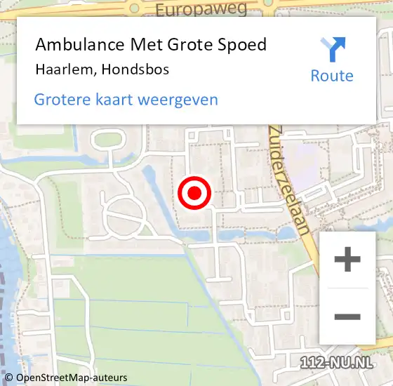 Locatie op kaart van de 112 melding: Ambulance Met Grote Spoed Naar Haarlem, Hondsbos op 14 maart 2023 15:02
