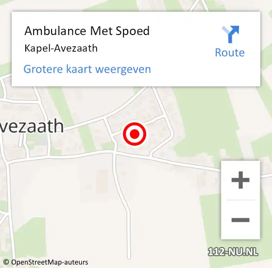 Locatie op kaart van de 112 melding: Ambulance Met Spoed Naar Kapel-Avezaath op 14 maart 2023 15:04