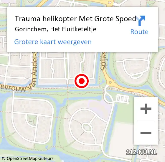 Locatie op kaart van de 112 melding: Trauma helikopter Met Grote Spoed Naar Gorinchem, Het Fluitketeltje op 14 maart 2023 15:05