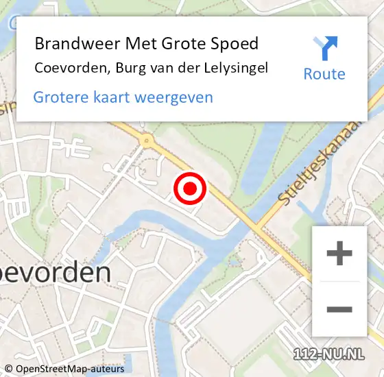 Locatie op kaart van de 112 melding: Brandweer Met Grote Spoed Naar Coevorden, Burg van der Lelysingel op 14 maart 2023 15:07