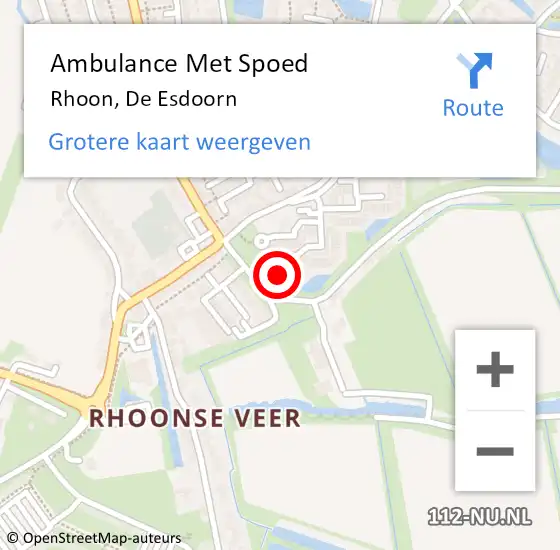 Locatie op kaart van de 112 melding: Ambulance Met Spoed Naar Rhoon, De Esdoorn op 14 maart 2023 15:25