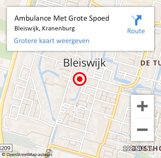 Locatie op kaart van de 112 melding: Ambulance Met Grote Spoed Naar Bleiswijk, Kranenburg op 14 maart 2023 15:28