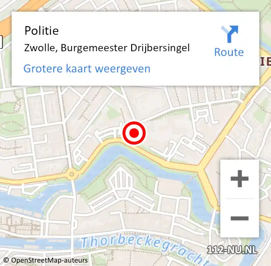 Locatie op kaart van de 112 melding: Politie Zwolle, Burgemeester Drijbersingel op 14 maart 2023 15:35