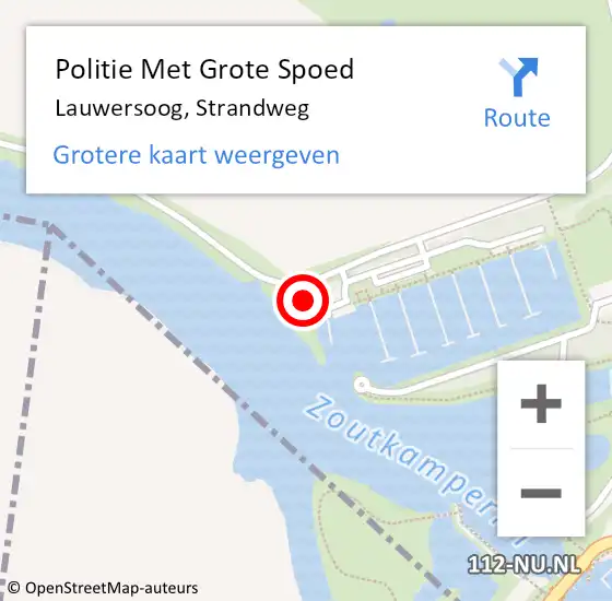 Locatie op kaart van de 112 melding: Politie Met Grote Spoed Naar Lauwersoog, Strandweg op 14 maart 2023 15:37