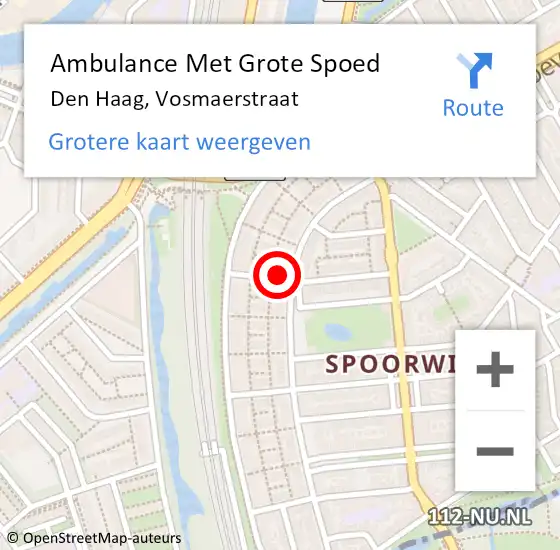 Locatie op kaart van de 112 melding: Ambulance Met Grote Spoed Naar Den Haag, Vosmaerstraat op 14 maart 2023 15:37