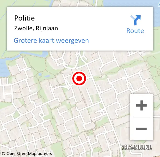 Locatie op kaart van de 112 melding: Politie Zwolle, Rijnlaan op 14 maart 2023 15:48