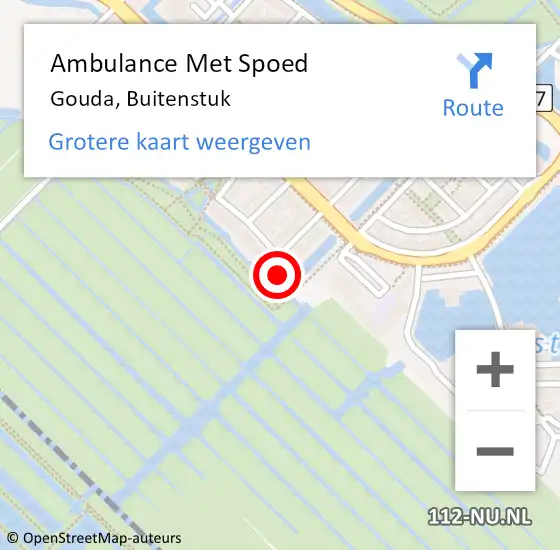 Locatie op kaart van de 112 melding: Ambulance Met Spoed Naar Gouda, Buitenstuk op 14 maart 2023 16:24