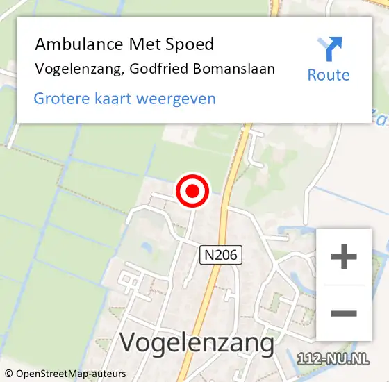 Locatie op kaart van de 112 melding: Ambulance Met Spoed Naar Vogelenzang, Godfried Bomanslaan op 14 maart 2023 16:26