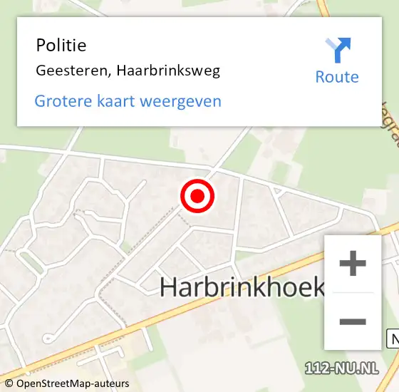 Locatie op kaart van de 112 melding: Politie Geesteren, Haarbrinksweg op 14 maart 2023 16:52
