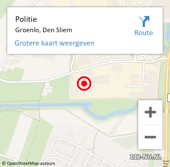Locatie op kaart van de 112 melding: Politie Groenlo, Den Sliem op 14 maart 2023 17:14