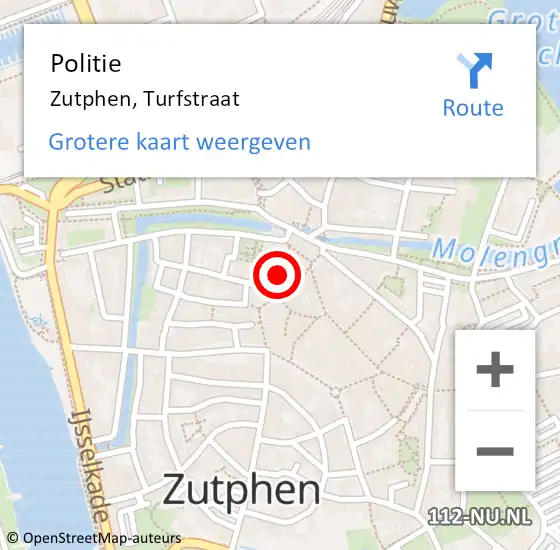 Locatie op kaart van de 112 melding: Politie Zutphen, Turfstraat op 14 maart 2023 17:42