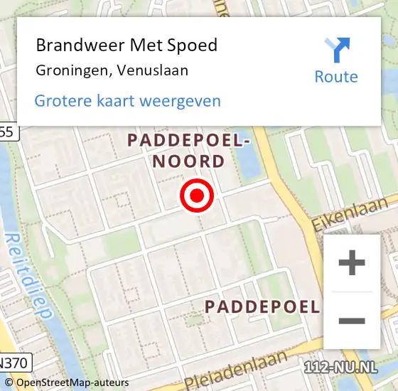 Locatie op kaart van de 112 melding: Brandweer Met Spoed Naar Groningen, Venuslaan op 14 maart 2023 17:46