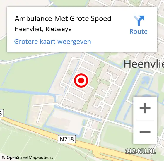 Locatie op kaart van de 112 melding: Ambulance Met Grote Spoed Naar Heenvliet, Rietweye op 14 maart 2023 17:47