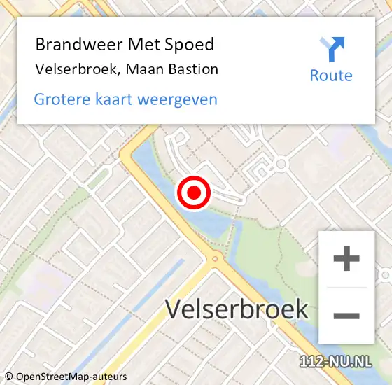 Locatie op kaart van de 112 melding: Brandweer Met Spoed Naar Velserbroek, Maan Bastion op 14 maart 2023 18:04