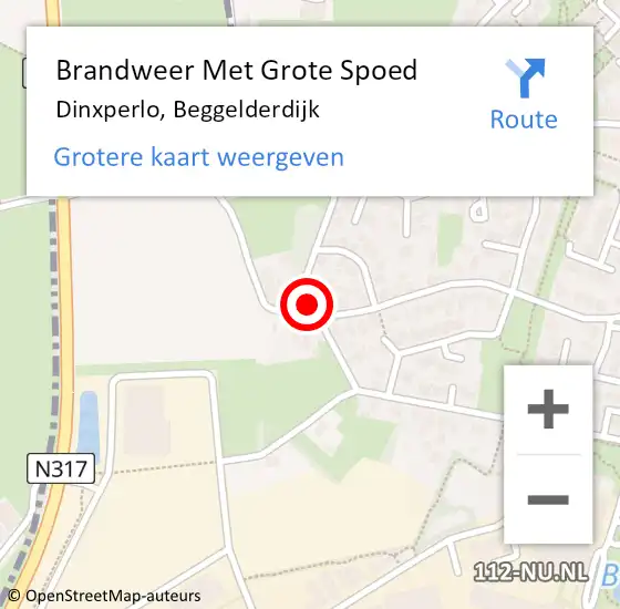 Locatie op kaart van de 112 melding: Brandweer Met Grote Spoed Naar Dinxperlo, Beggelderdijk op 14 maart 2023 18:31