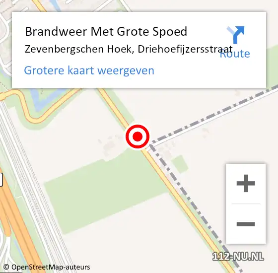 Locatie op kaart van de 112 melding: Brandweer Met Grote Spoed Naar Zevenbergschen Hoek, Driehoefijzersstraat op 14 maart 2023 18:45